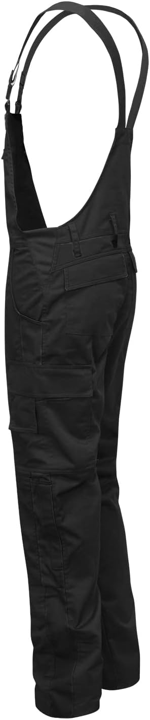 strongAnt Latzhose Herren Stretch Arbeitshose Arbeitslatzhose mit Kniepolstertaschen Schwarz Grau We