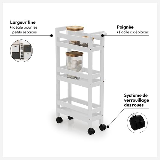 5 five simply smart H Komfort XL Servierwagen Rollwagen 3niv Baumwolle Weiss cm Mehrfarbig, cm Mehrf