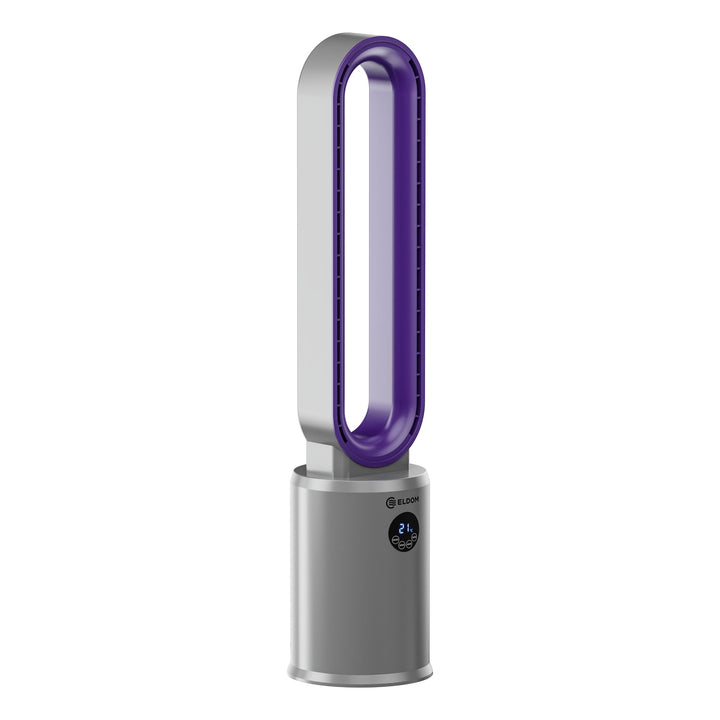 Flügelloser Turmventilator Silber/Lila mit Luftionisierung und Staubfilter, Silber