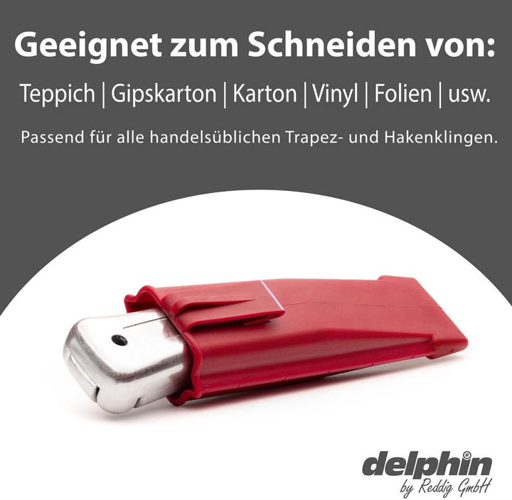 Delphin®-2000 Teppichmesser, Klassik Edition, Feststehende Klinge, Profi Cuttermesser, Alu, Klingen
