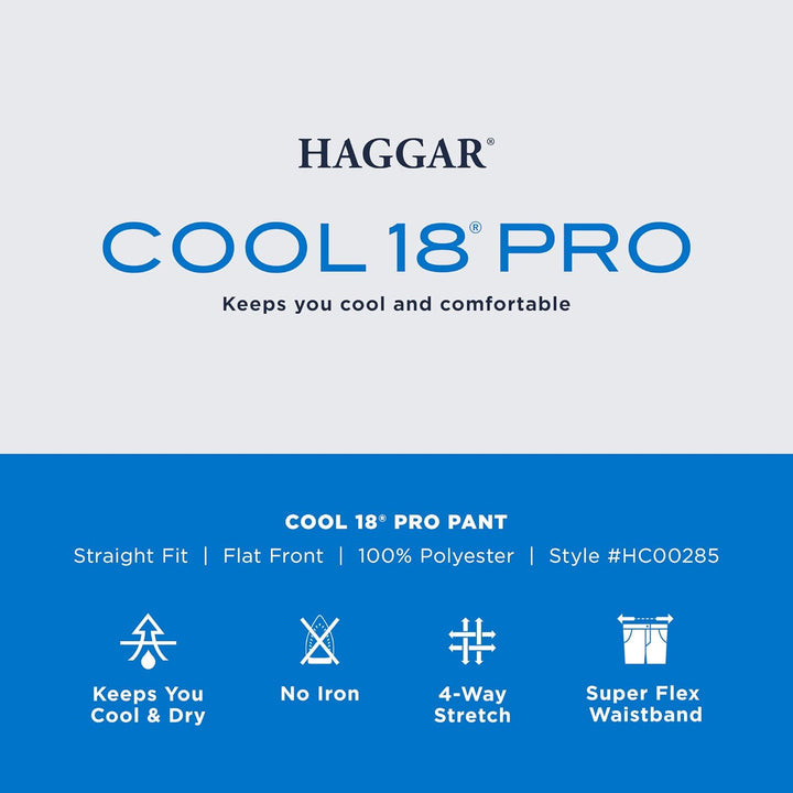 Haggar Herren Lässige Hose Cool 18 Pro Straight Fit Flat Front Casual Pant 34W / 34L Schwarz, 34W /
