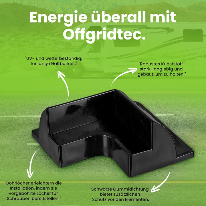 Offgridtec 4er Set ABS Eckprofil 150x150mm, Montage-Seitenklammern, 8 Edelstahlschrauben mit Unterle