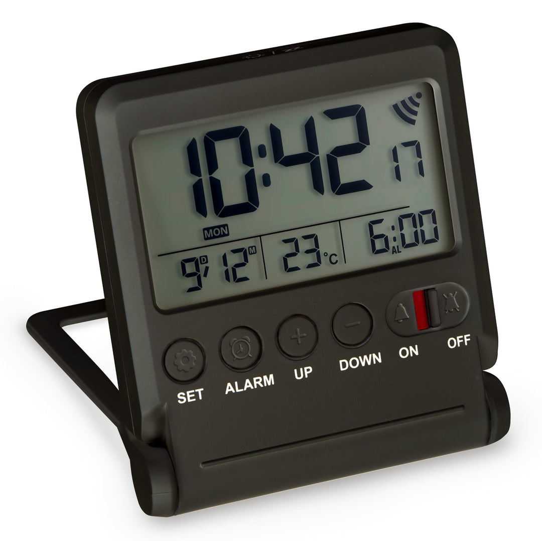 Atlanta Funkwecker Digital LCD Reisewecker Licht Snooze Temperatur - 1805/7 Schwarz