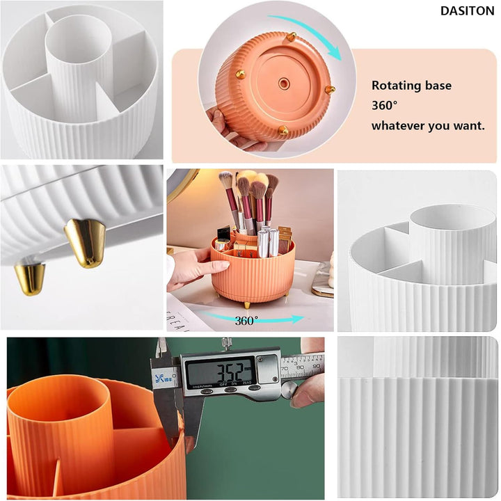 DASITON Make up Kosmetik Organizer mit 5 Fächern,360° Drehbarer Pinsel Organizer,Grosser Kapazität S