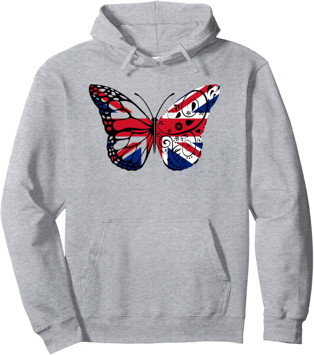 Union Jack Schmetterling Flagge Flügel britische Flagge Pullover Hoodie