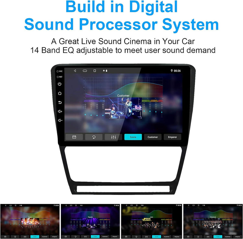 EZoneTronics Android 10 für Skoda Octavia 2009-2013 Autoradio Stereo Head Unit 10-Zoll-Touchscreen G