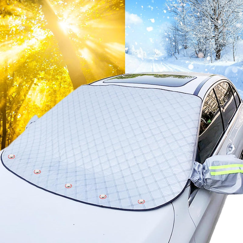 KEELYY Frontscheibenabdeckung Winter Autoscheibe Frostabdeckung mit 5 Magnete Sonnenschutz Auto Auto