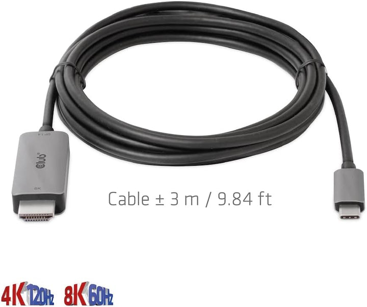Club3D USB Gen2 Type-C auf HDMI™ 4K120Hz/8K60Hz HDR10, DSC1.2 Aktives Kabel St./St. 3m CAC-1587, CAC