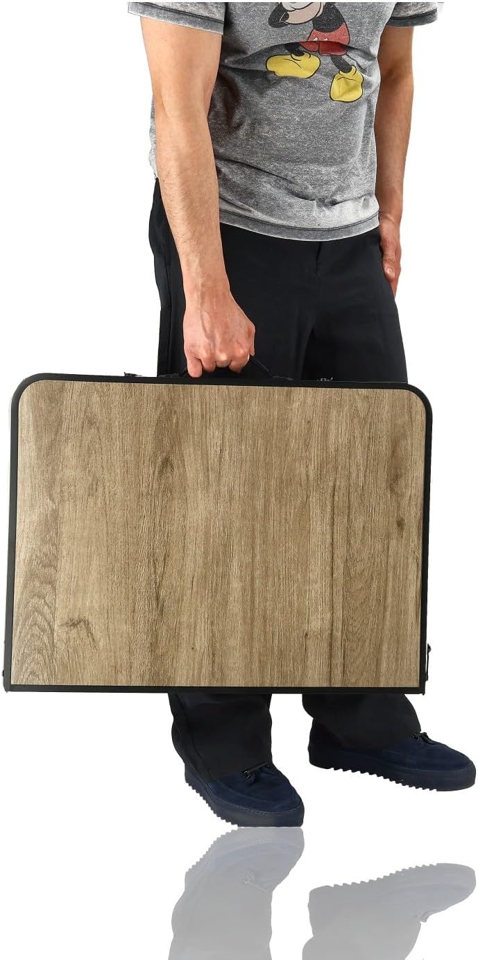 Campingtisch Faltbare 90 x 60 cm Holzoptik – Klapptisch mit verstellbarer Höhe 40/70 cm, für 4 Perso