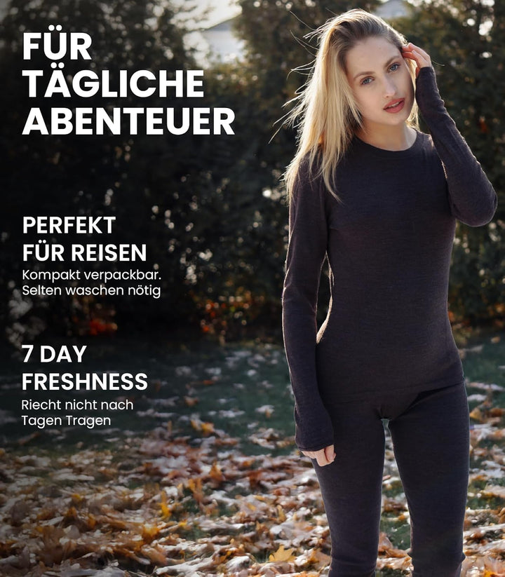 Merino.tech Merino Shirt Damen Langarm - Premium 100% Merino Unterwäsche Damen Leichte, Mittel, Schw