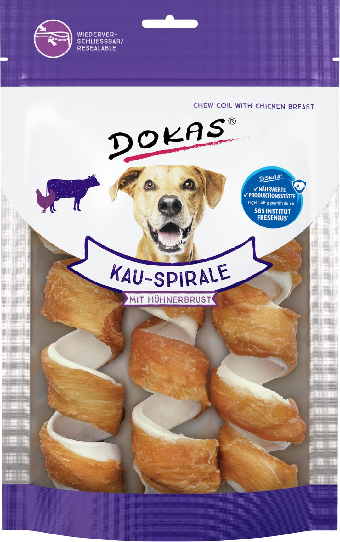 DOKAS Getreidefreier Premium Kausnack für Hunde – Ideal für zwischendurch 8 x 110 g Single, Single