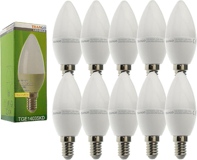 Trango 10er Pack E14035KD*10 LED Birne 3-Stufen dimmbar - 5 Watt - 400 Lumen 3000K Warmweiss - Ersat