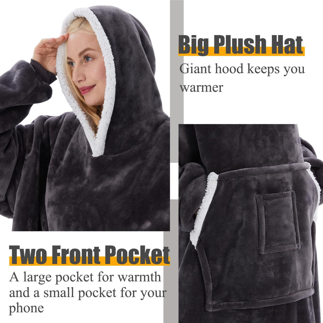 Übergrosses Hoodie Decken Damen, Warme Hoodie Sweatshirt, Einheitsgrösse Dick Kapuzenpullover für Da
