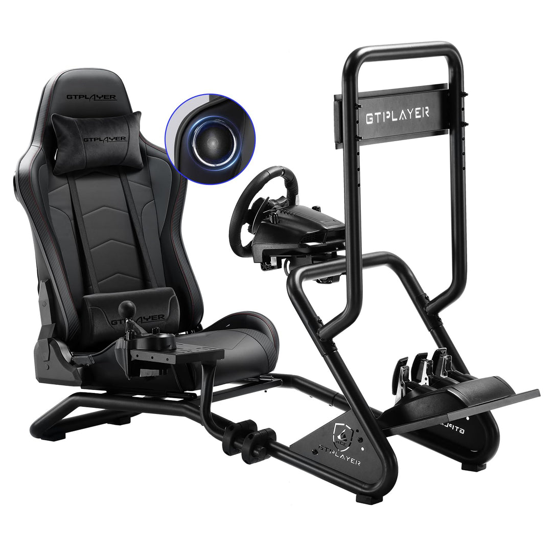 GTPLAYER Simulator Cockpit,Rennsimulator lenkradständer mit 3D-Stereo-Lautsprechern, Monitorhalterun