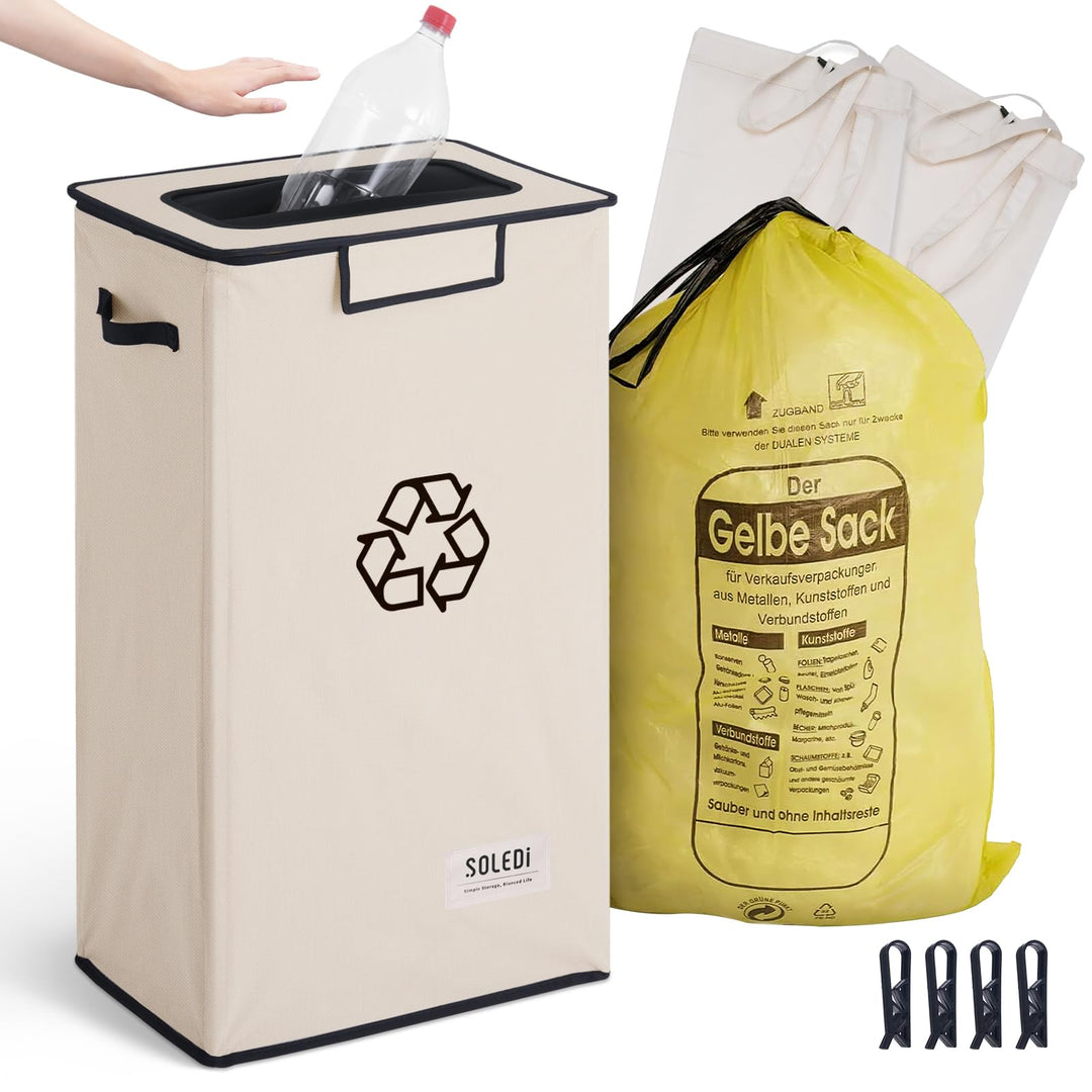 SOELDI 100L Pfandflaschen Sammelbehälter mit Deckel, Pfandflaschen Behälter mit zwei Abnehmbaren Tra