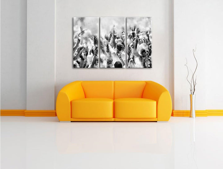 Pixxprint Farben Festival Holi Indien als Leinwandbild/Grösse: 3 Teilig (120x80 cm) cm/Wandbild/Kuns