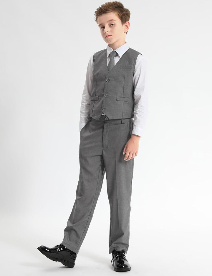 mintgreen 2er Set Anzüge für Jungen, Weste & Hose & Fliege & Krawatte & Einstecktuch, 116-164 128-13