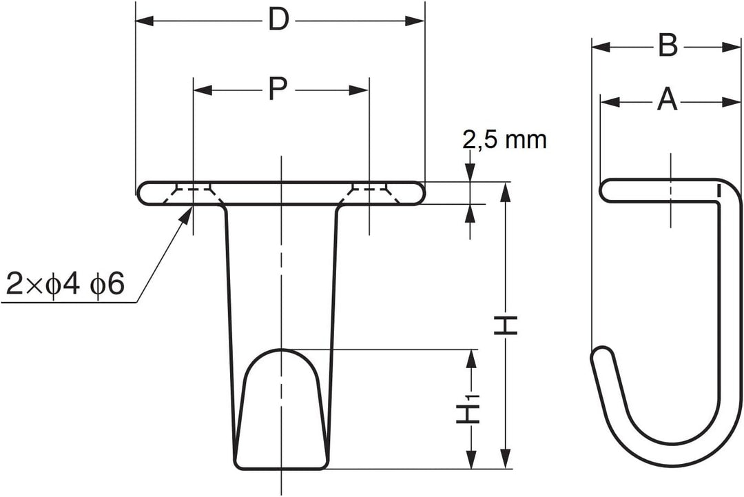 UMAXO Hochwertiger Haken aus Edelstahl zur Untertischmontage. Edelstahlhaken HJ-20S, HJ-30S und HJ-5