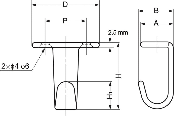 UMAXO Hochwertiger Haken aus Edelstahl zur Untertischmontage. Edelstahlhaken HJ-20S, HJ-30S und HJ-5