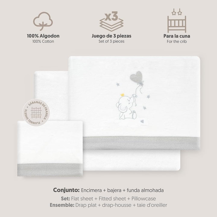 Interbaby Bettwäsche-Set für Kinderbett, 60 x 120 cm, 100% Baumwolle, warm, weich, inklusive Spannbe