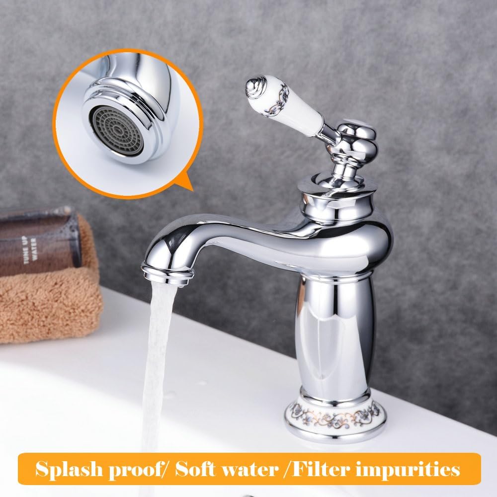 Beelee Wasserhahn antiken bronze Messing becken spuele wasserhahn single mit wasserhaehne Silber Chr