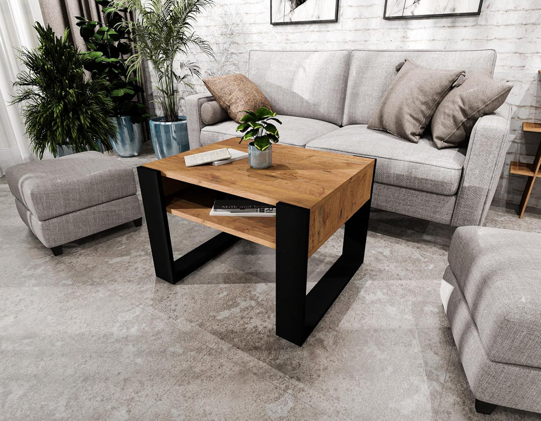 Couchtisch 65×53.6 cm – Wohnzimmertisch aus Holzwerkstoff, Stabiler & moderner Kaffeetisch mit zusät