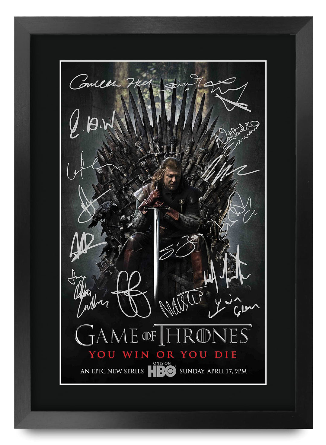 HWC Trading Game of Thrones The Cast Gifts gedrucktes Autogramm für TV-Fans, A3 gerahmt