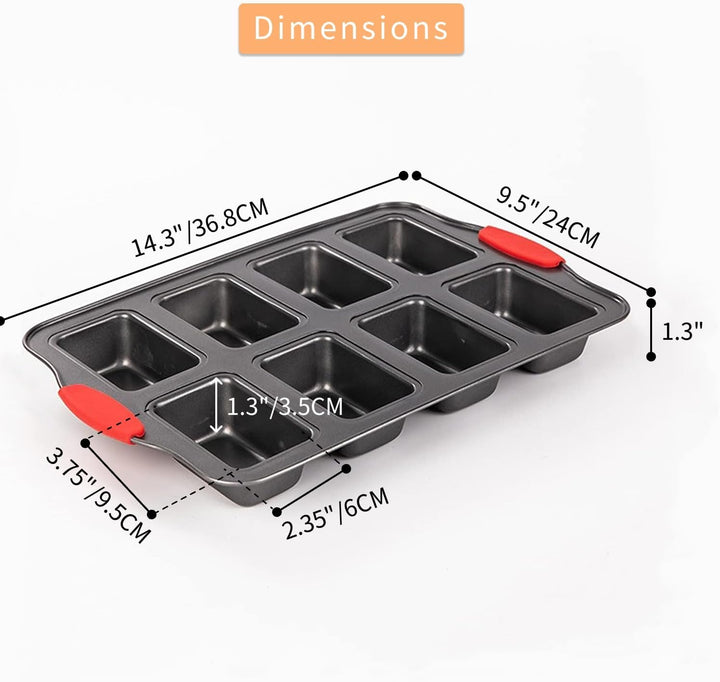 Mini-Kastenform mit 8 Mulden, nicht vorrätig mit Silikongriff, Mini-Brotlaib-Backform, Mini-Brownie-