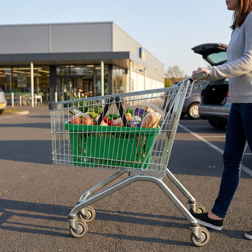 Einkaufskörbe 5 Stück grün mit zwei Tragegriffe aus Plastik 22 Liter Verkaufskörbe stapelbar Griff s