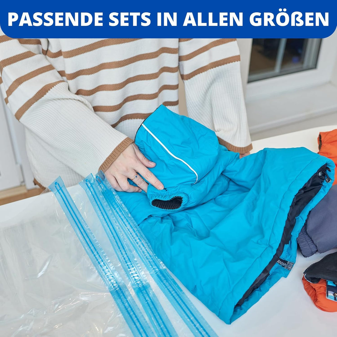 Kronenburg Vakuumbeutel für Kleidung 6er Set 80x60 cm - Vakuum Kleiderbeutel wiederverwendbar - Aufb