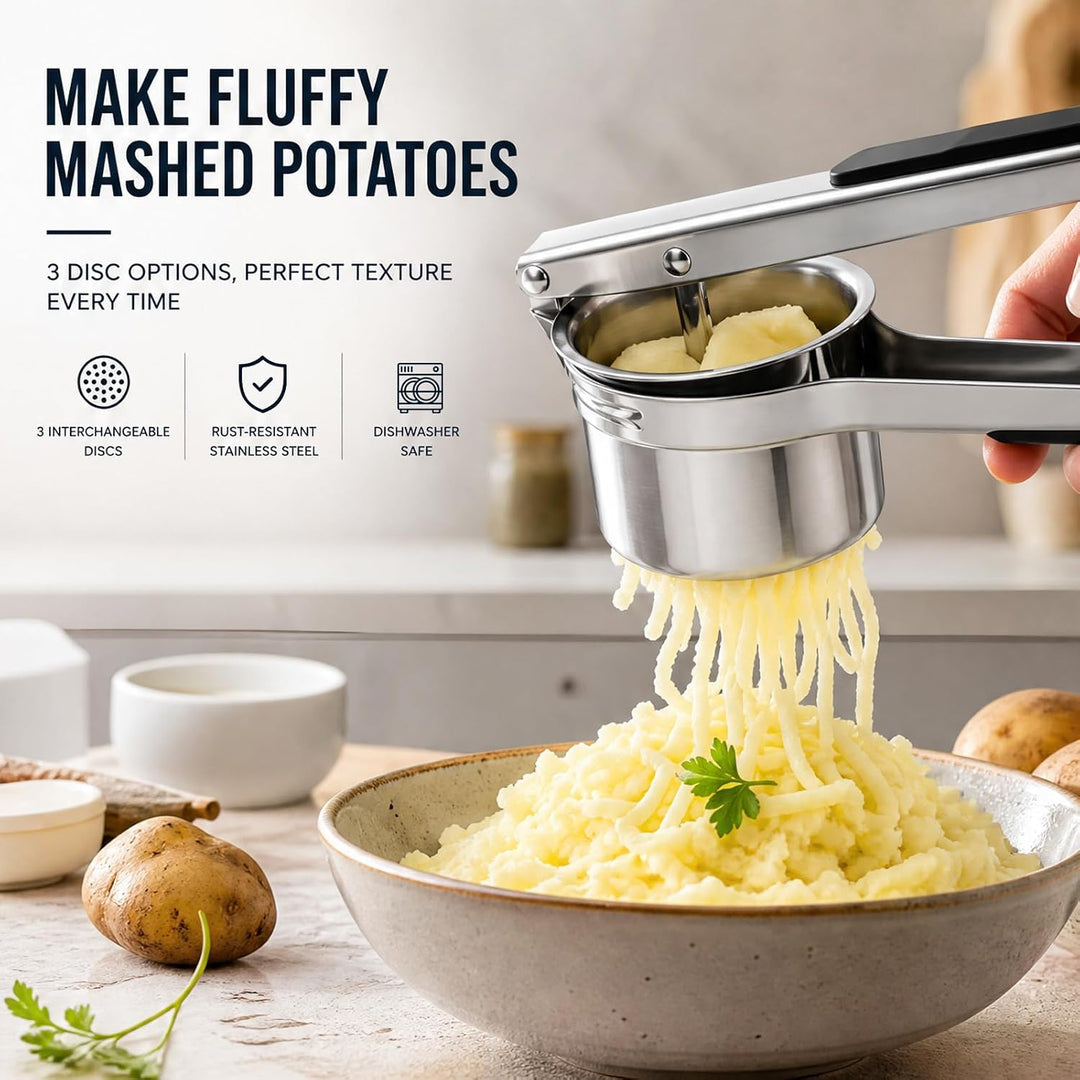 Kartoffelpresse Edelstahl SpäTzlepresse Mit 3 Austauschbaren Lochscheiben 450 Ml Kartoffelquetsche M