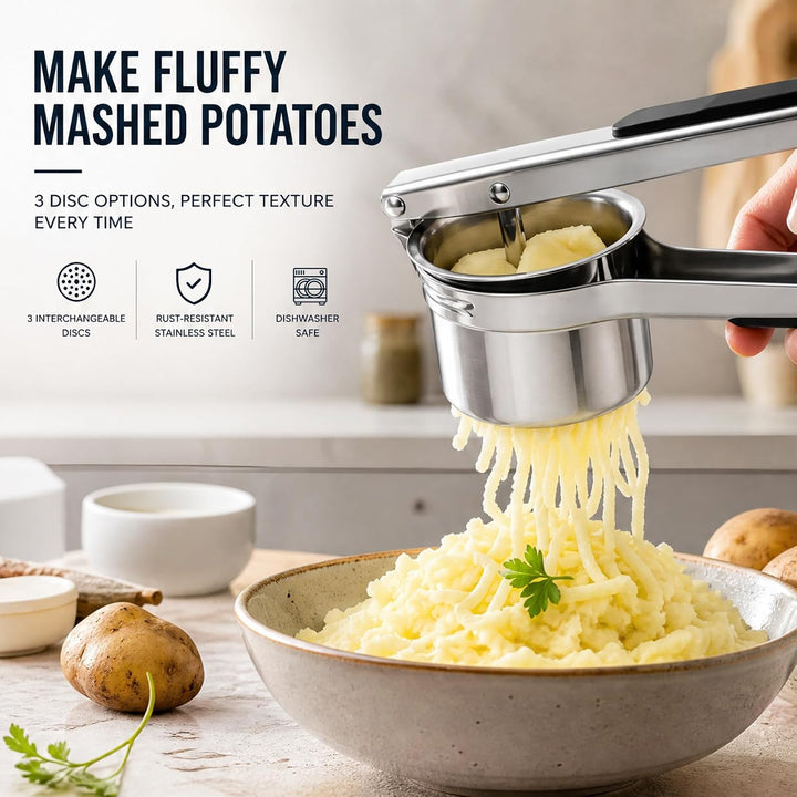Kartoffelpresse Edelstahl SpäTzlepresse Mit 3 Austauschbaren Lochscheiben 450 Ml Kartoffelquetsche M