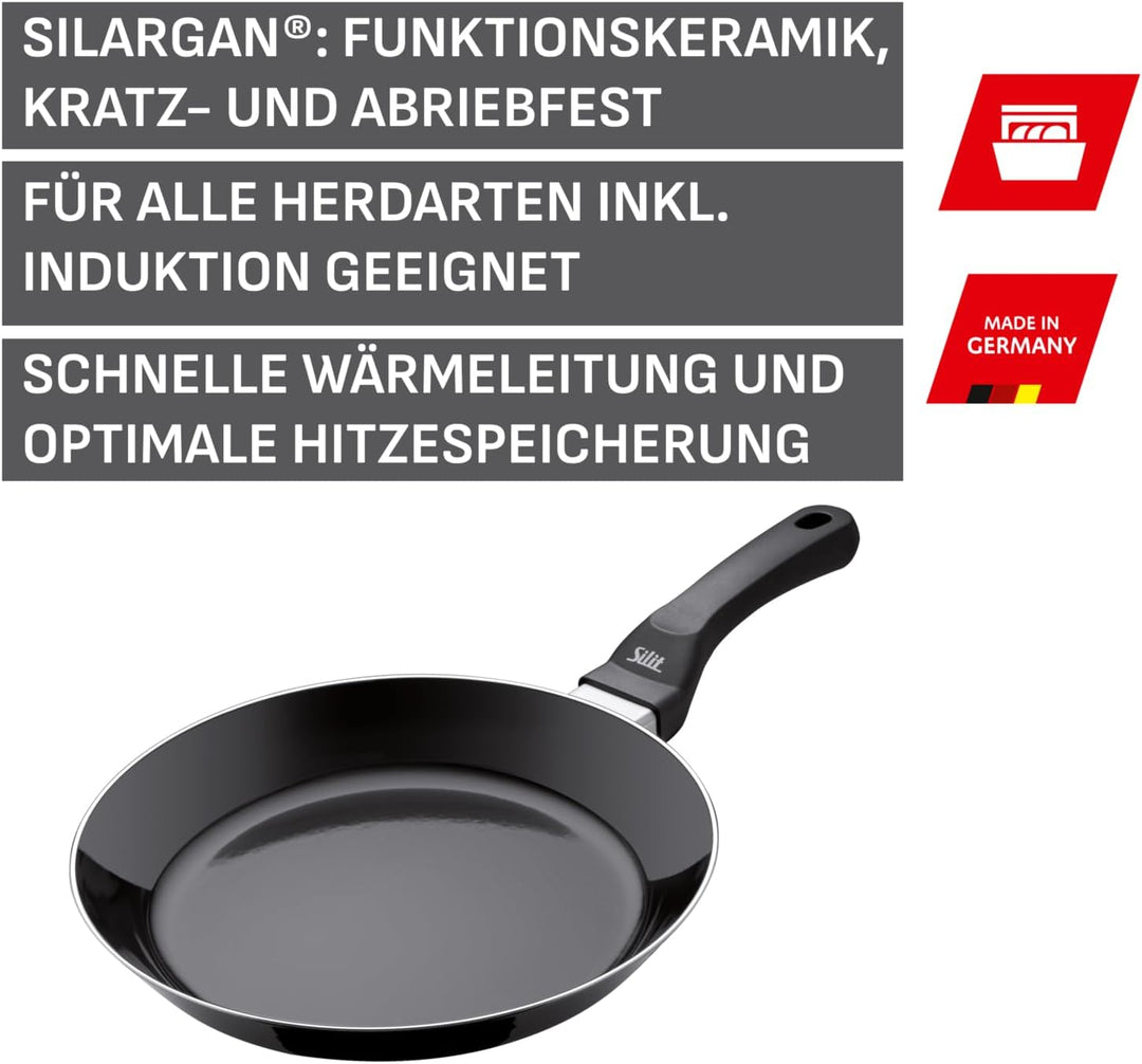 Silit Professional Bratpfanne 28 cm, Silargan Funktionskeramik, Induktion, schwarz