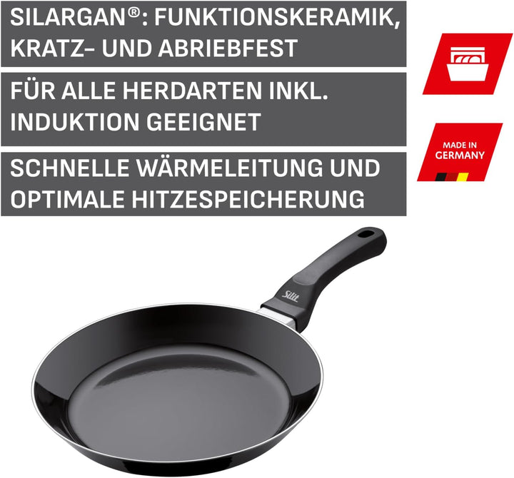 Silit Professional Bratpfanne 28 cm, Silargan Funktionskeramik, Induktion, schwarz