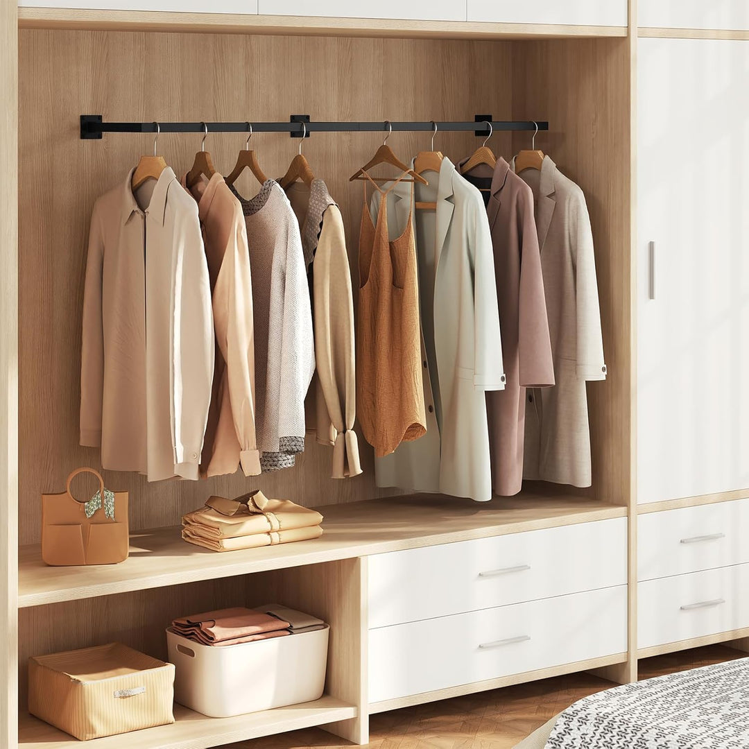 Kleiderstange Wandmontage, Garderobe Rohr industrial, für Flur Küche Wohnzimmer Badezimmer, 140 cm,