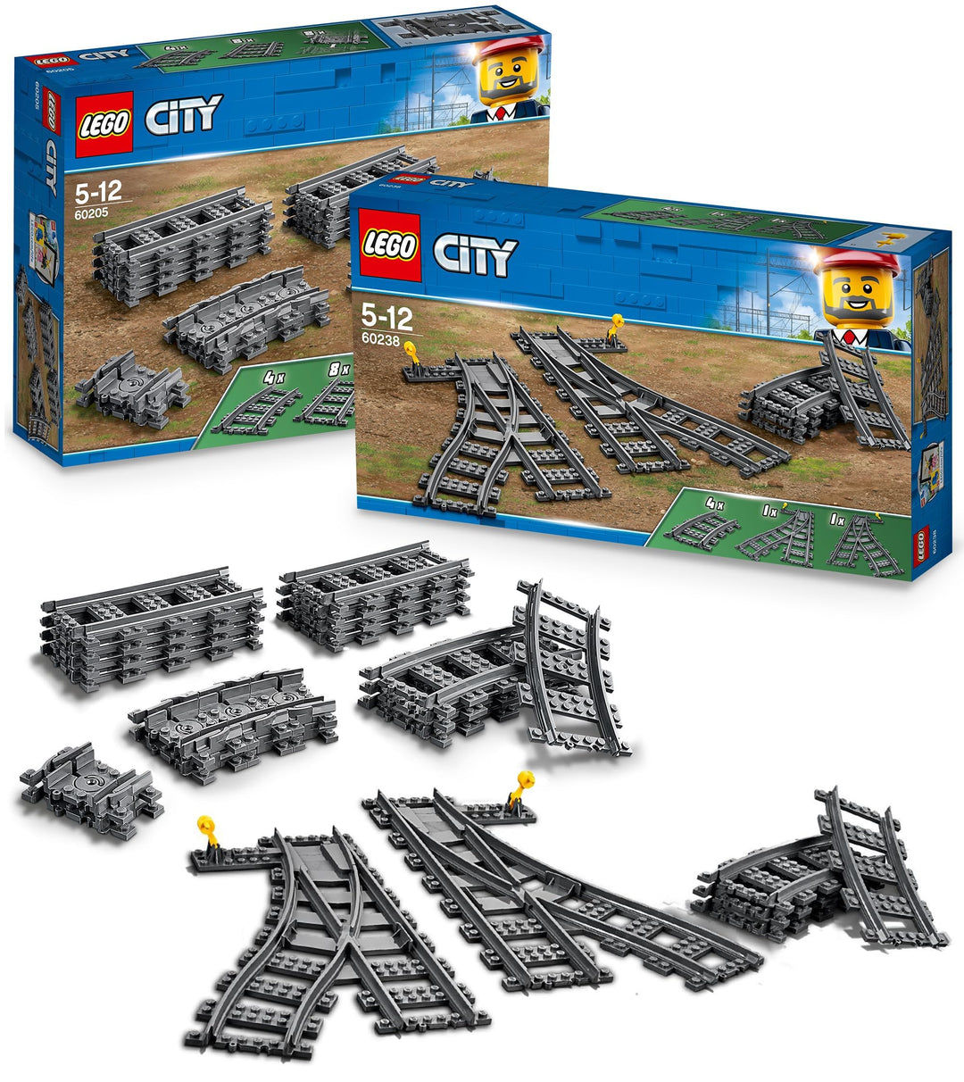 Lego City Schienen & Weichen Kombi (60205 + 60238), Eisenbahn Erweiterung (Lego Train Expansion), Zu