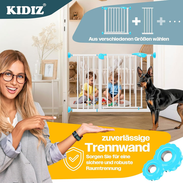 Kidiz® Türschutzgitter Absperrgitter Treppengitter Kindergitter | Gitter Haustier | ohne Bohren | be