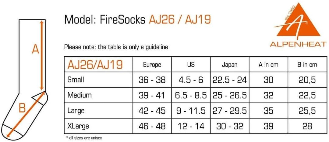 ALPENHEAT Fire Beheizte Socken 39-41 Schwarz/Orange, 39-41 Schwarz/Orange