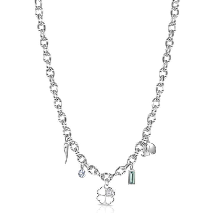Brosway Chakra Kleeblatt Damen Halskette mit Symbol Croissant/Elefant/Kleeblatt | Chakra Kollektion,