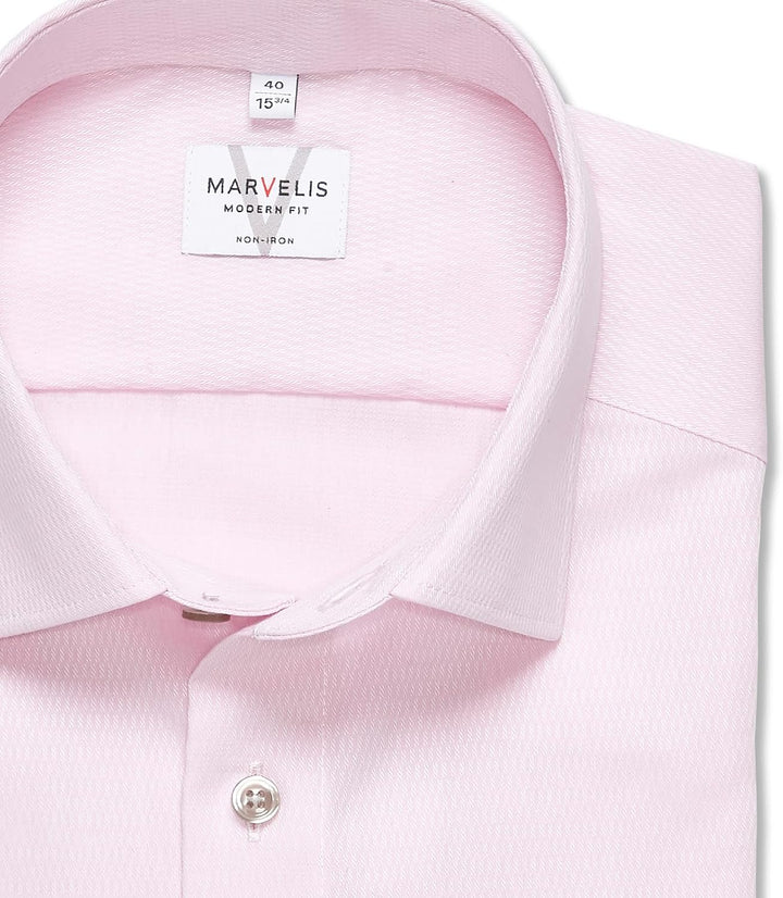 Marvelis Herren Businesshemd Langarm 720814,Einfarbig,Modern Fit,New Kent 39 Hellrose 31, 39 Hellros