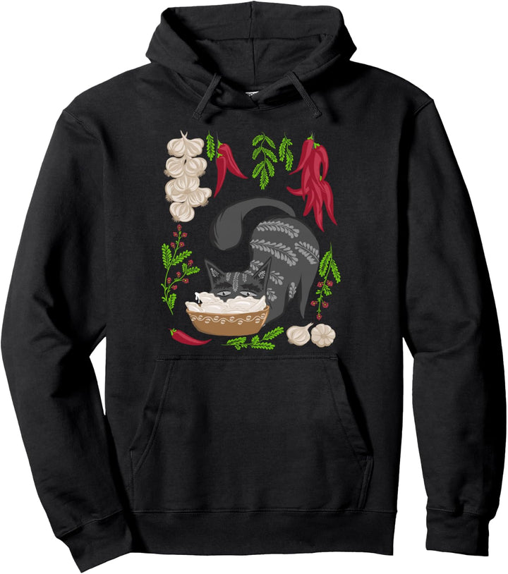 Katze & Vareniki Ukraine Essen Ukrainischen Vyshyvanka Stil Pullover Hoodie