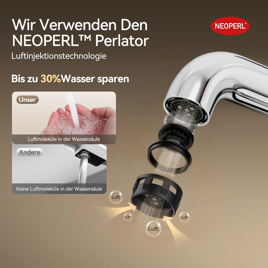 ALPHA HOME Mischbatterie Bad Wasserhahn Badarmatur Waschtischarmatur mit Wassersparfunktion, Einhebe