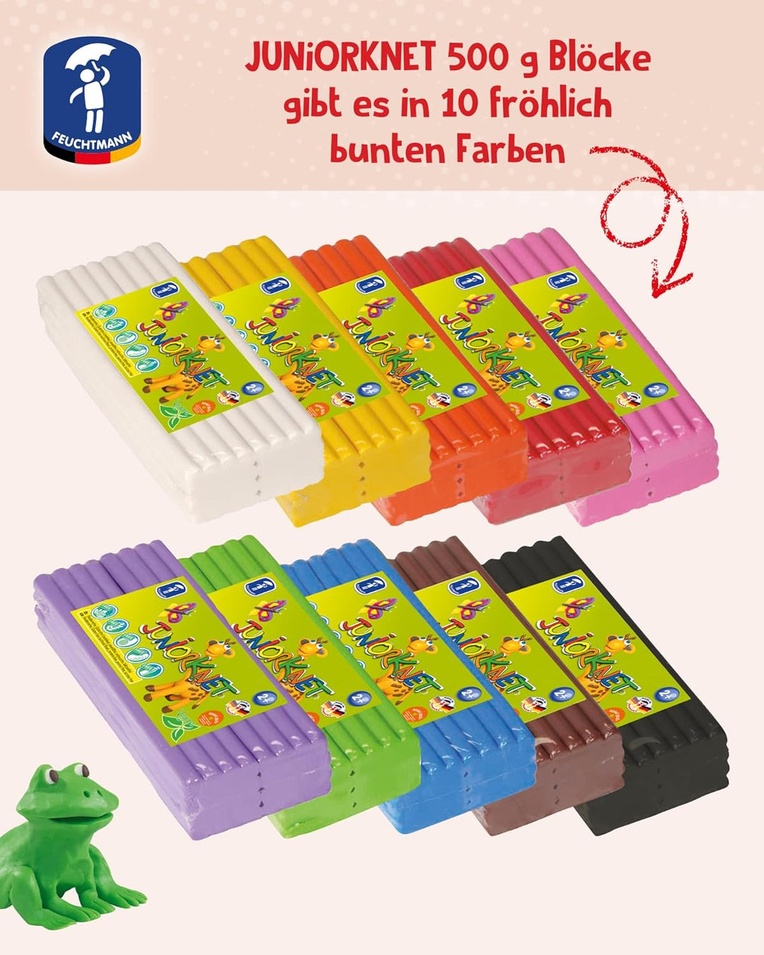 Feuchtmann JUNiORKNET Jumbo-Pack in Rot | 500g weiche Kinderknete im Vorteilspack | vegane glutenfre