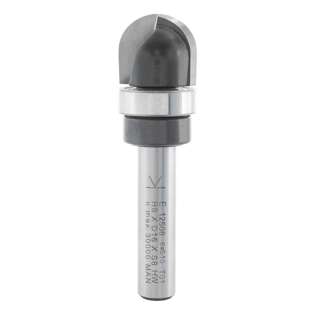 ENT 12508 Hohlkehlfräser HW, Schaft (S) 8 mm, Radius (R) 8 mm, D 16 mm, NL 14 mm, SL 32 mm, mit Kuge