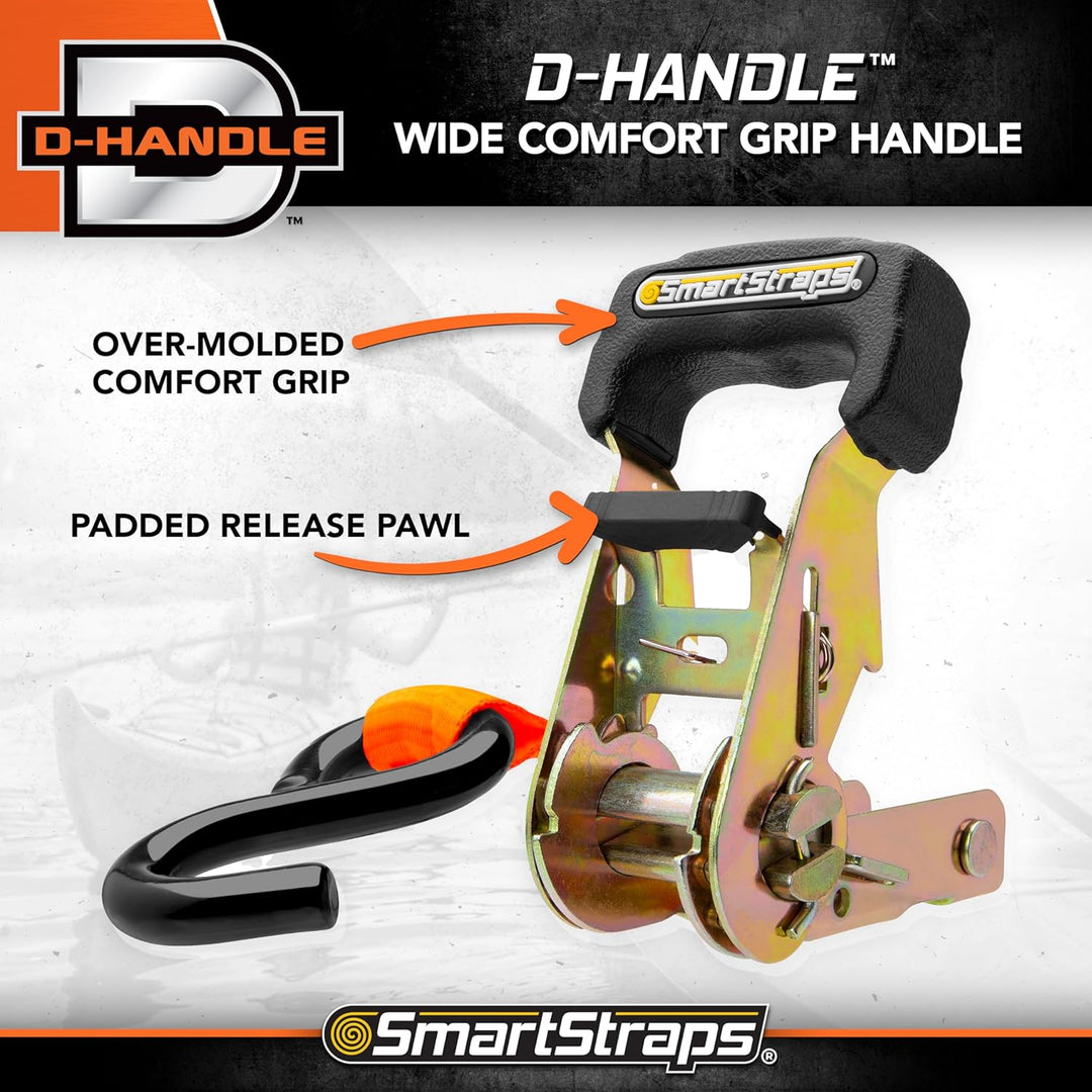 SmartStraps 141 Spanngurte mit Ratsche, gepolstert, strapazierfähig, 6,4 m, 3,000 kg, Orange, 10 Fee