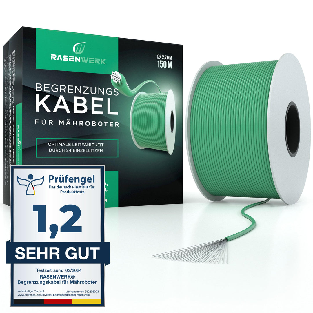 RASENWERK® - 150m Universal Begrenzungskabel für Mähroboter - Begrenzungsdraht für Rasenmäher - Drah
