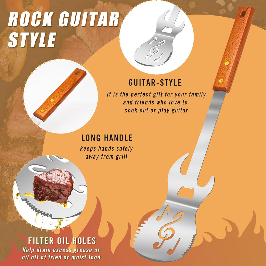 5-in-1 Grillspachtel für Barbecue Grill,Multifunktion 2 Stück Grill Werkzeug Sets mit Metall Spatel