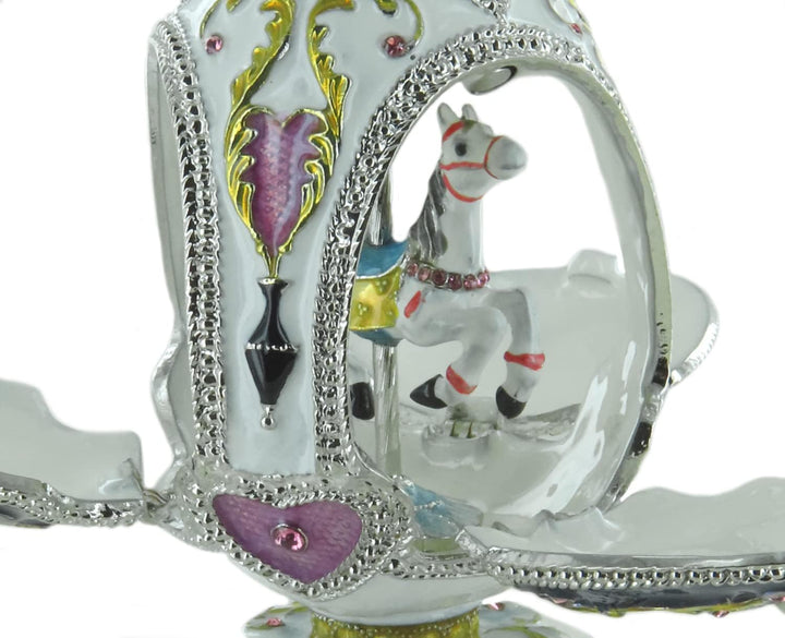 Lutèce Créations Musikalisches Ei/Schmuckei im Fabergé-Stil aus Porzellan mit Spieluhr, beweglichem