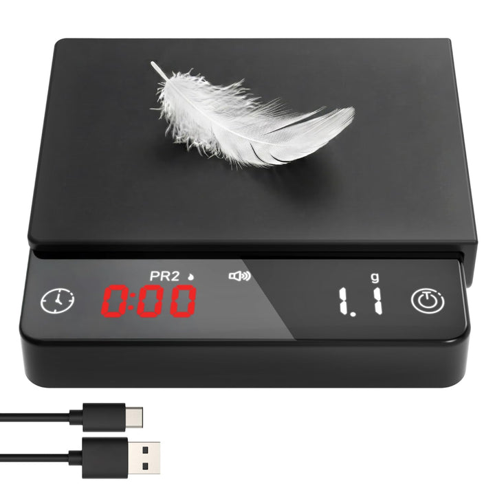 Garnen Mini Kaffeewaage mit Timer &amp; LED Display, 2kg/0,1g, Schwarz