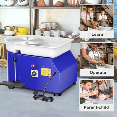 VAYOTOY Elektrische Töpferscheibe,25CM Töpferscheibe Formmaschine 350W Elektrisches DIY Tonwerkzeug